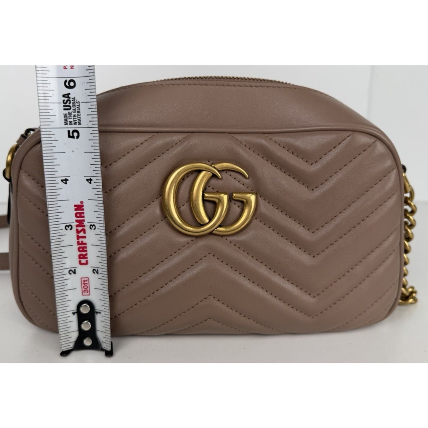 Gucci GG Marmont Camera Bag Small in Porcelain Rose Matelasse Leather S