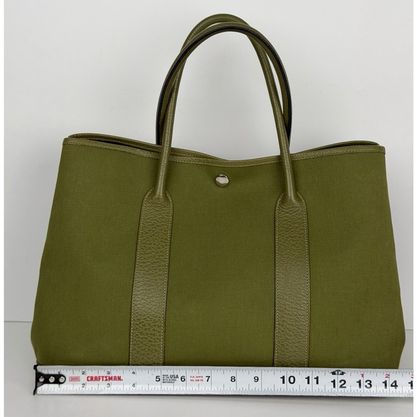 Hermes Garden Party 36 PM Tote Bag Olive Green Canvas and Leather 2006 C1