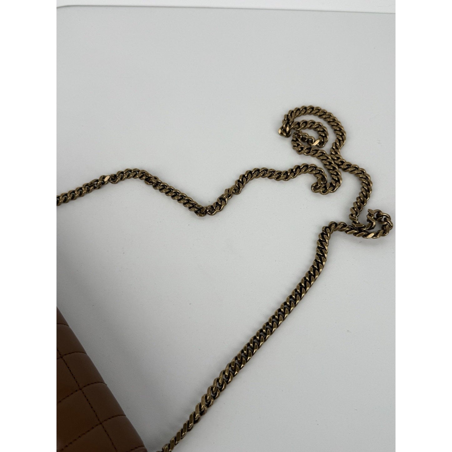 Saint Laurent Cassandre Quiltted Chain Strap Crossbody Women's Bag Brown