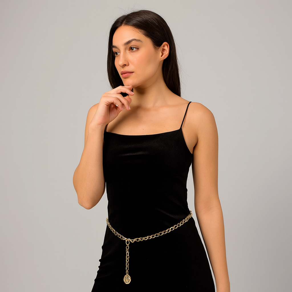 LAYAWAY: Chanel Gold-plated Metal Chain Belt with CC Logo Medallion K-1 (Copy)