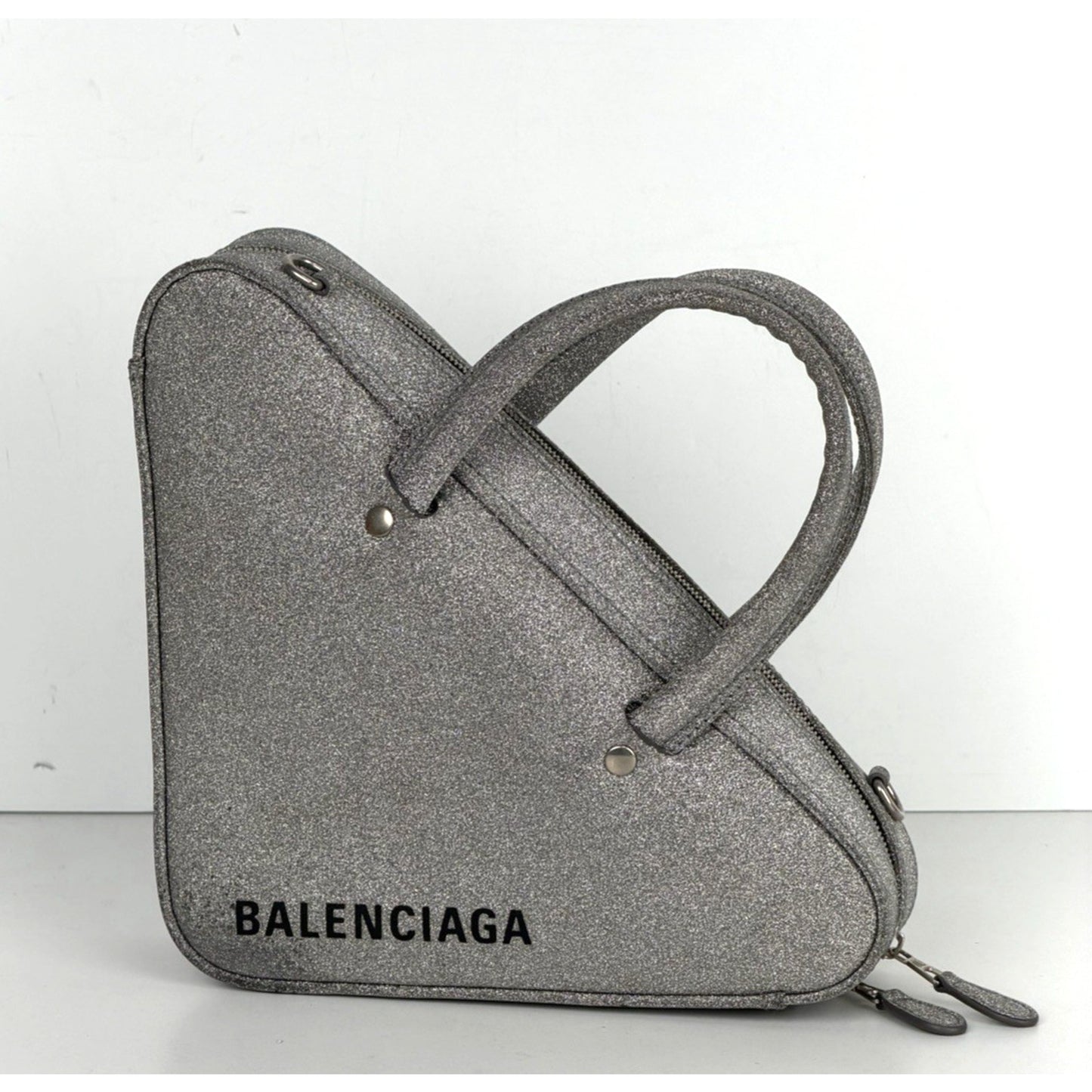 Balenciaga Triangle Duffle XS Bag in Silver Glitter Silver HW S09