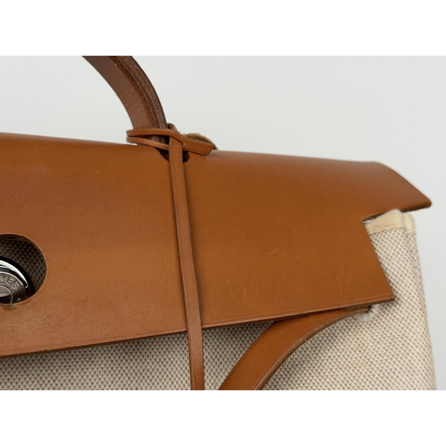 Hermes Herbag 39 (MM) in Beige and Brown Canvas and Leather 2001 C1