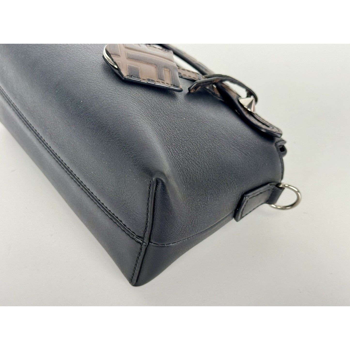 Fendi By The Way Mini Bag Black Leather Brown Trim B-1