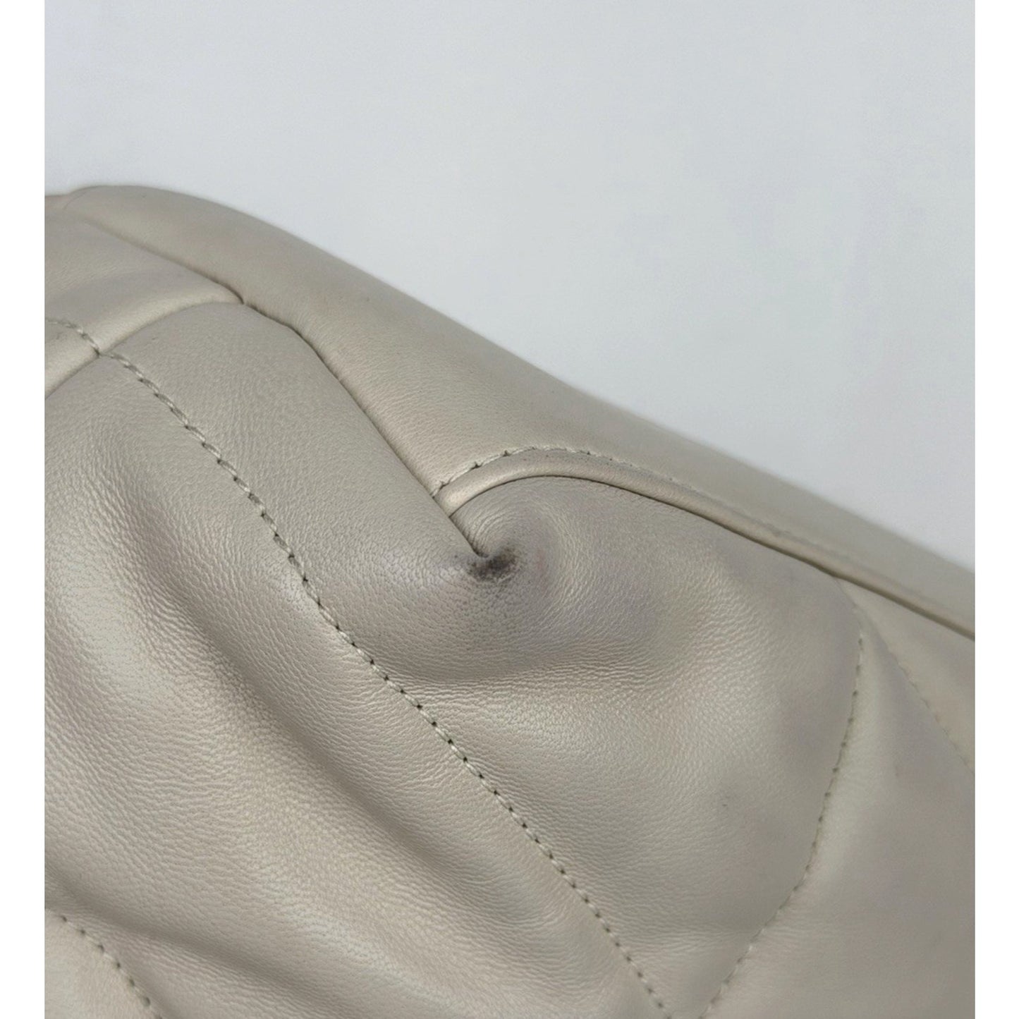 Saint Laurent Loulou Puffer Small Shoulder Bag Quilted White Chevron Leather