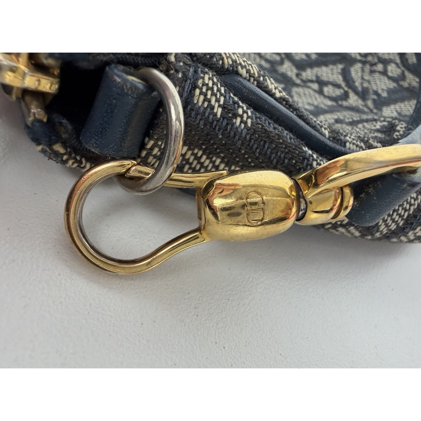 Christian Dior Trotter Saddle Bag in Navy Blue Canvas 2001 S08