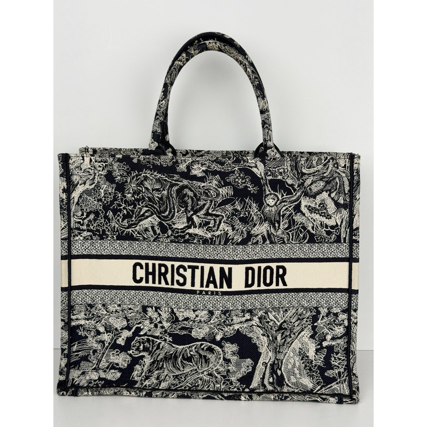 Christian Dior Book Tote Large in Blue and Ecru Toile de Jouy Motif 2021 F3
