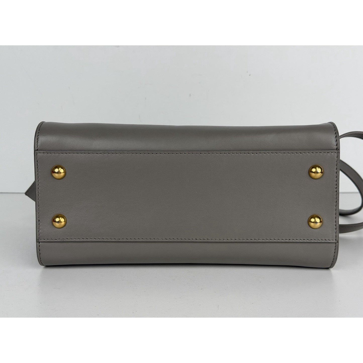 Saint Laurent Baby Monogram Downtown Cabas Bag in Gray Calfskin Leather S-19