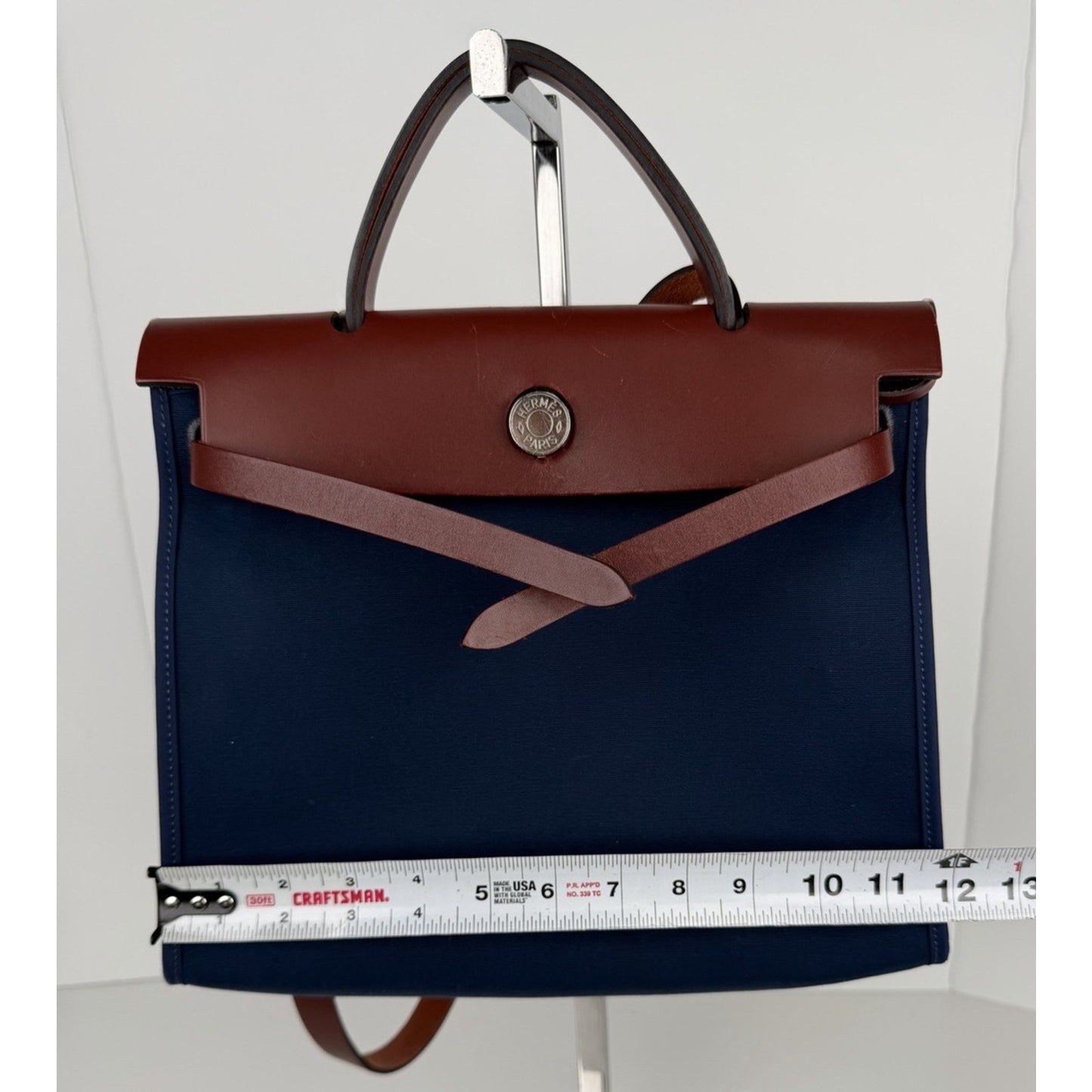 Hermes Herbag Zip 31 Bag Blue Marine Canvas with Vache Hunter Leather 2015 D2