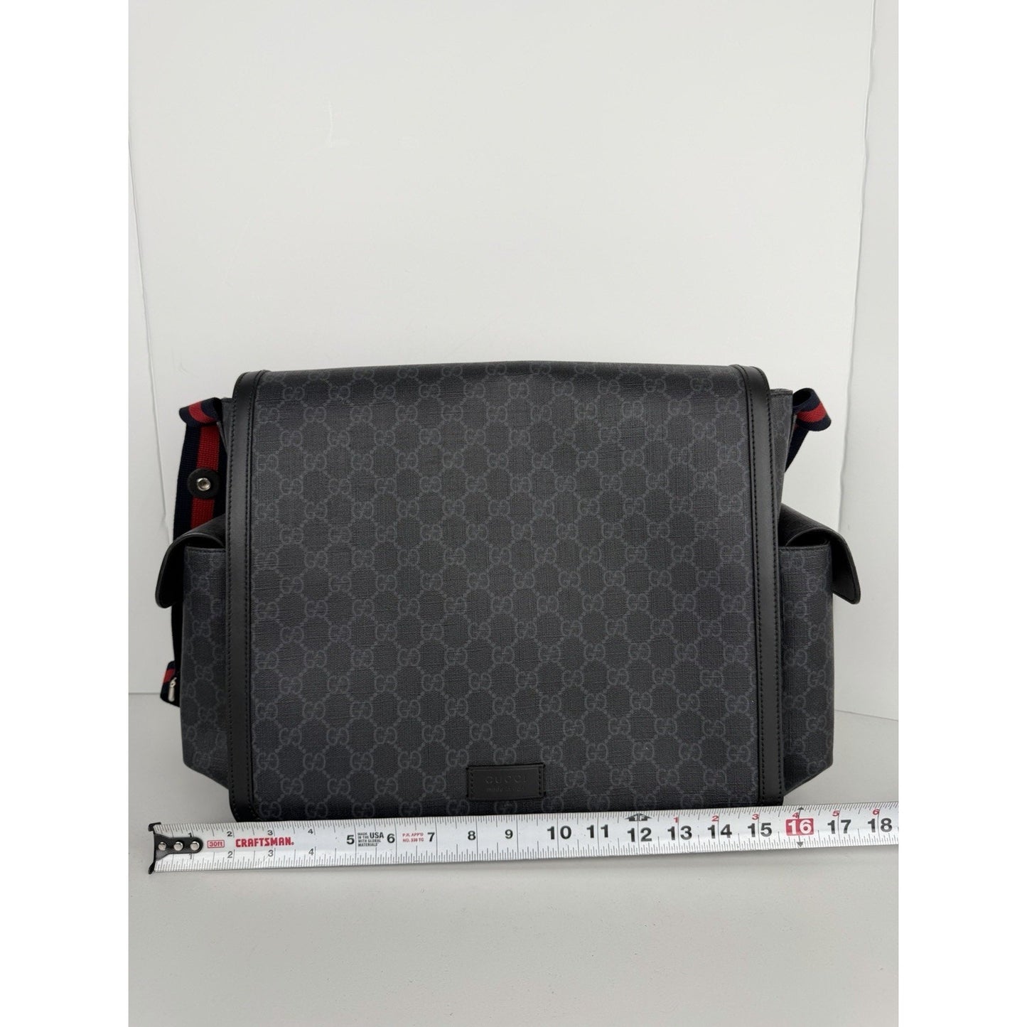 Gucci Diaper Changing Bag Large in Black GG Supreme Monogram Coated Canvas S