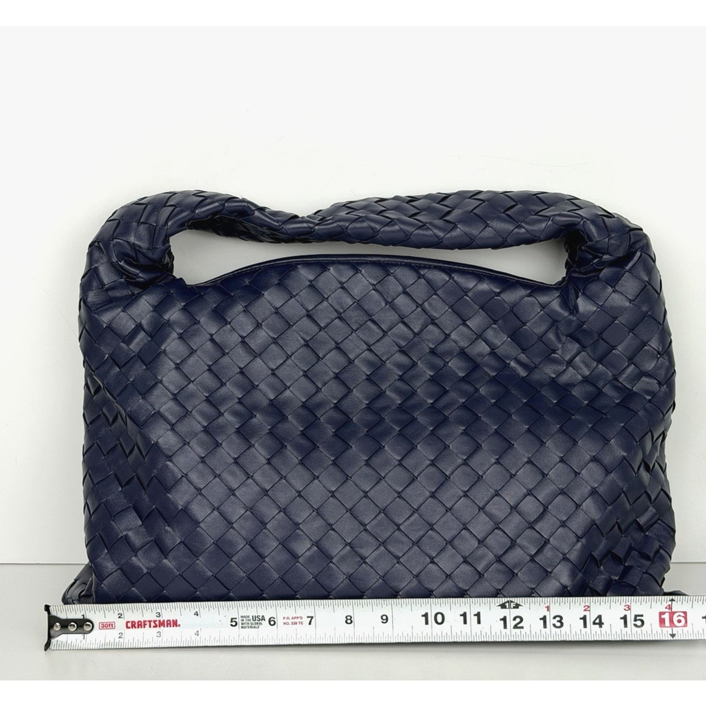 Bottega Veneta Small Hop Hobo Bag in Blue Intrecciato Woven Lambskin Leather D5