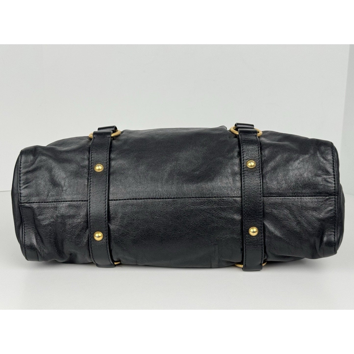 Miu Miu Vitello Lux Shoulder Bag Black Leather with Gold Hardware C-6