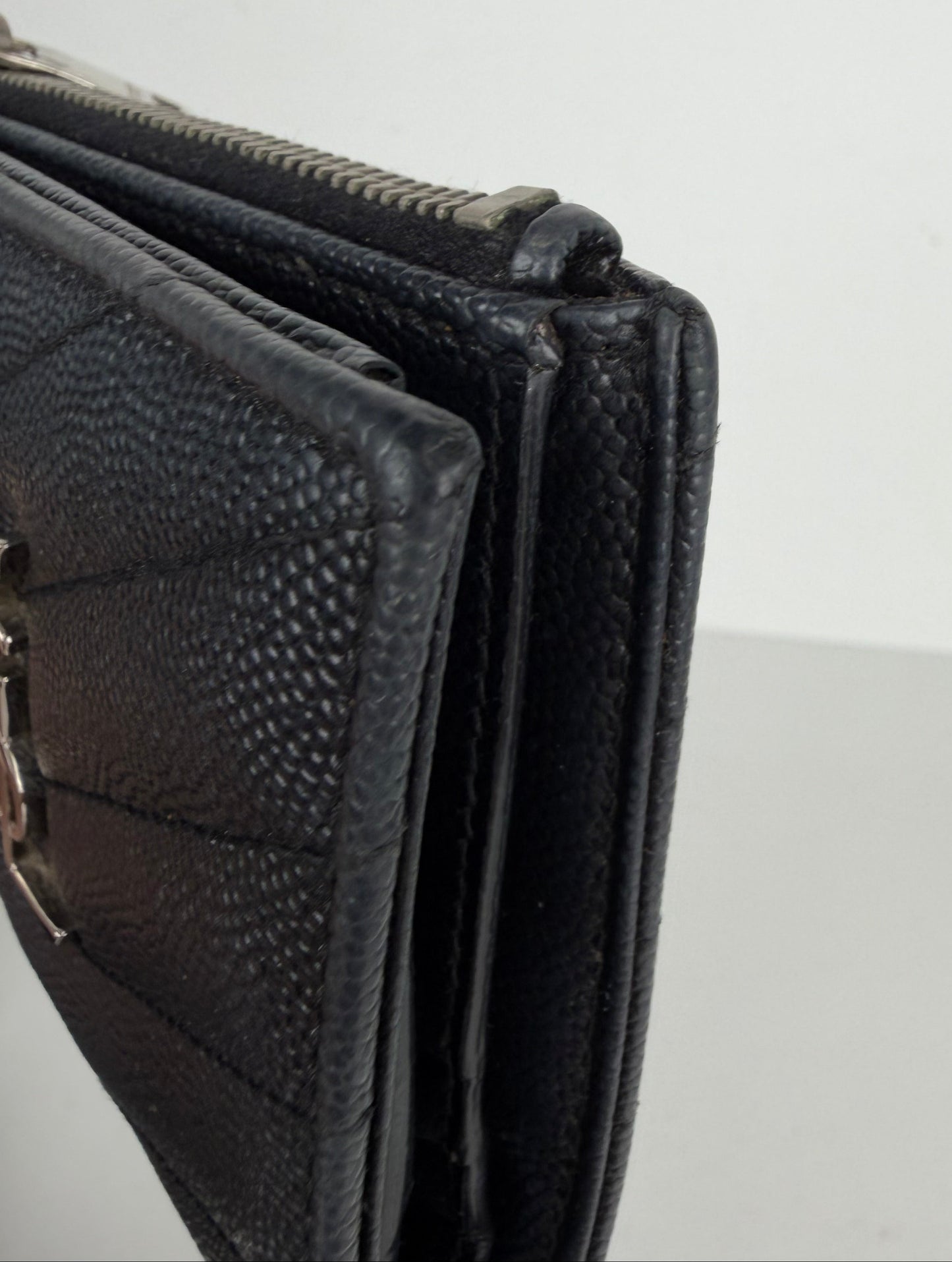 Saint Laurent Cassandre Matelasse Bi-Fold Wallet in Black Grain de Poudre Leather YK-2