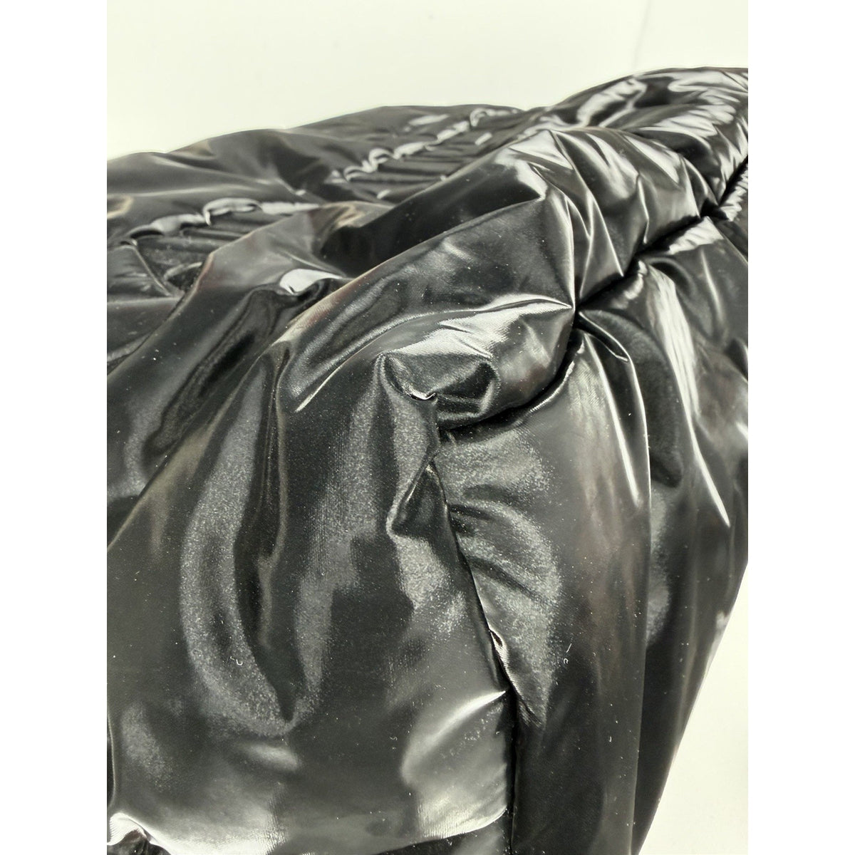 Saint Laurent Padded Tote Bag in Black Shiny Puffy Nylon with Embossed Logo C-6
