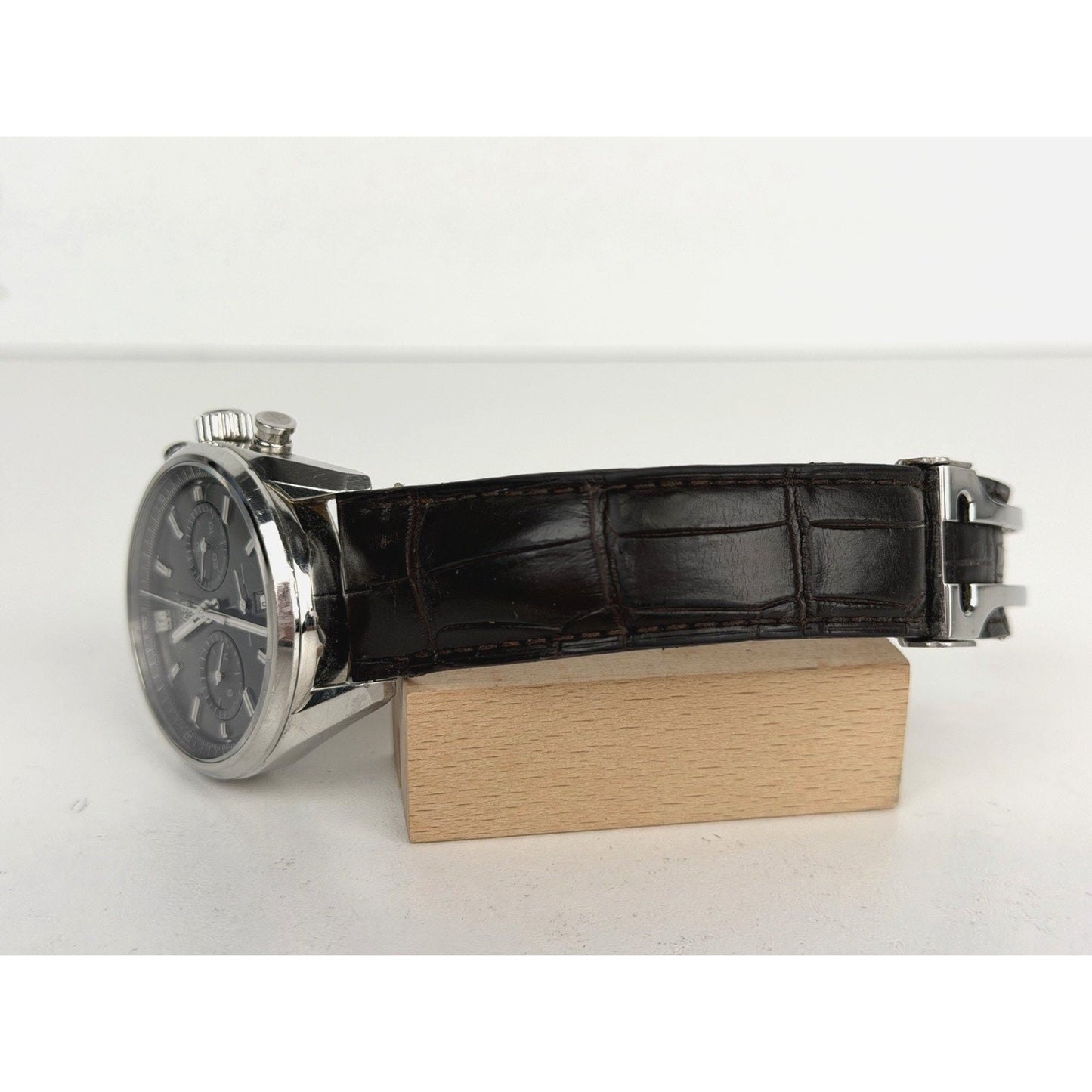 TAG Heuer Carrera Chronograph Automatic Watch with Gray Dial and Leather Strap