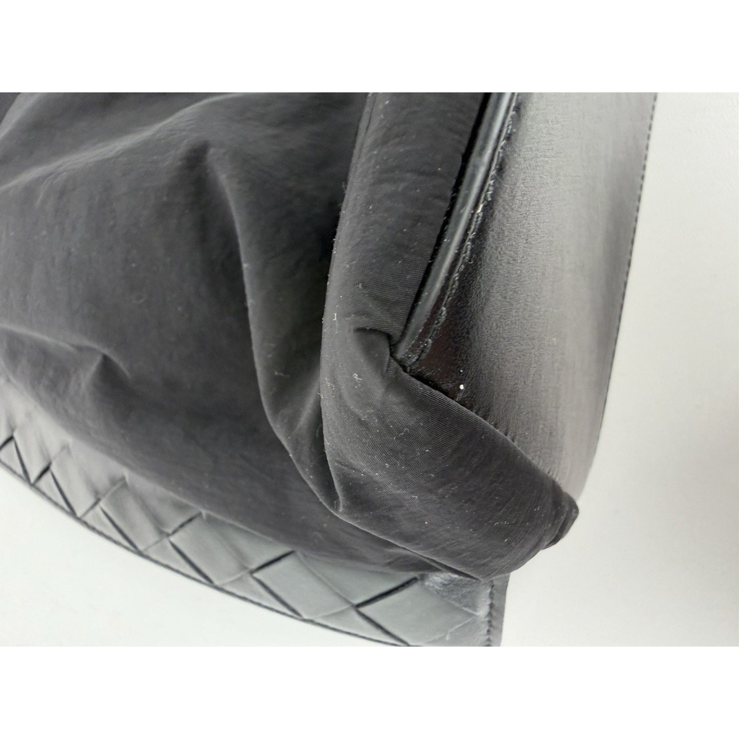 Bottega Veneta Crossroad Hobo Bag Black Nylon & Intrecciato Leather Accents S-20