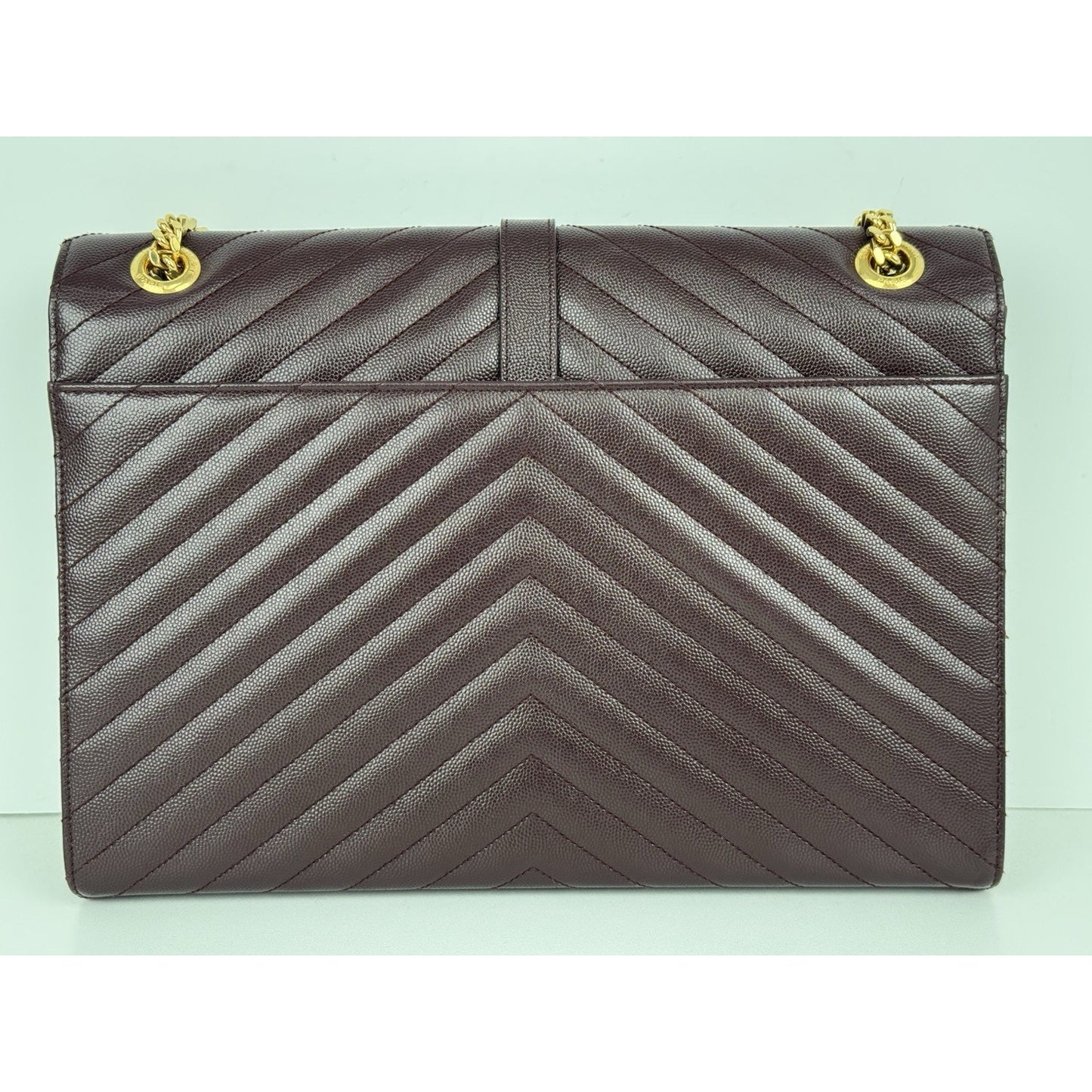 SAINT LAURENT Grain De Poudre Matelasse Chevron Large Monogram Satchel B-6