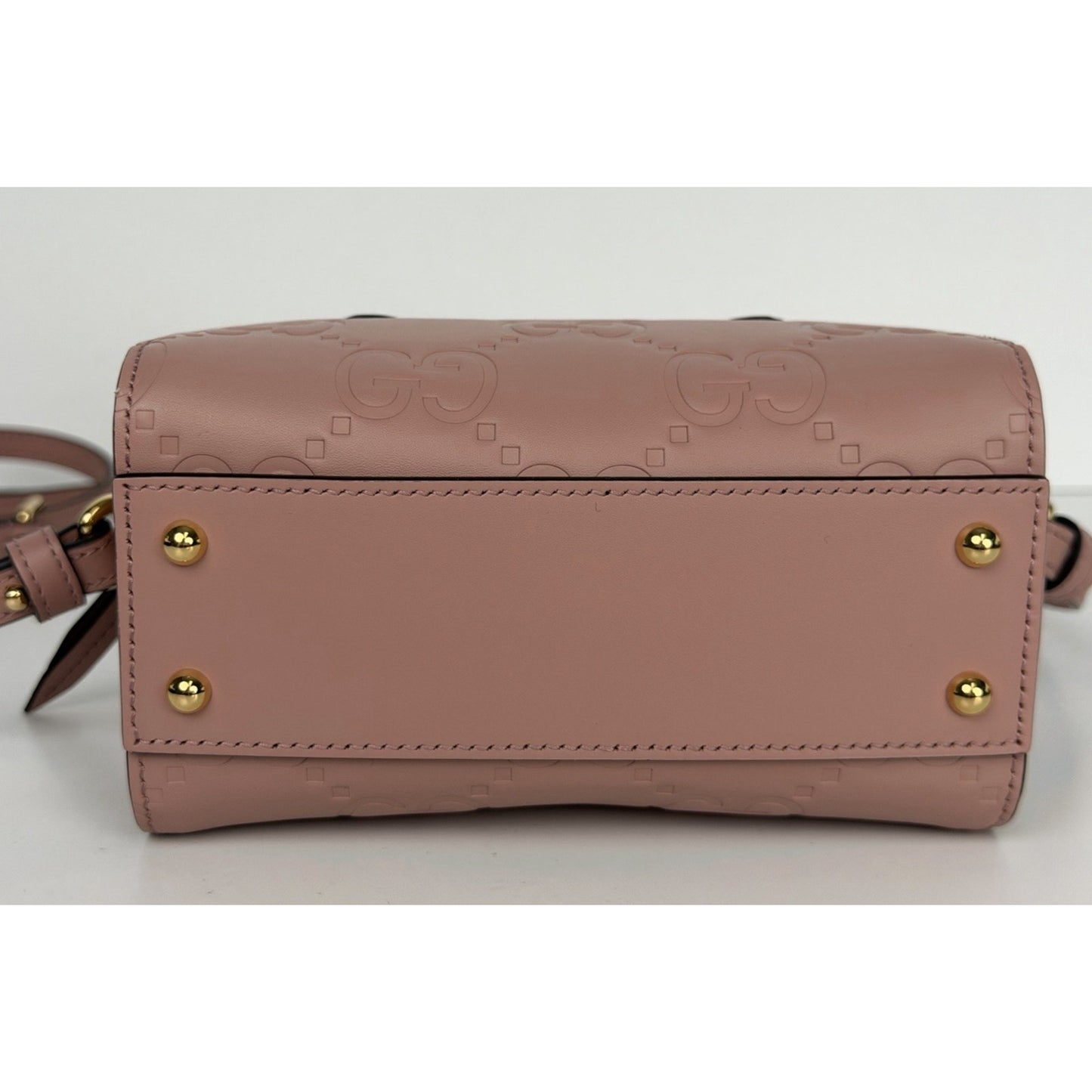 Gucci Jumbo GG Super Mini Top Handle Bag in Soft Pink Leather C6