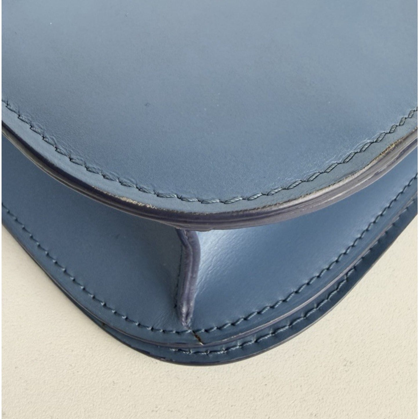 Celine Classic Box Flap Medium Bag in Blue Liege Calfskin Leather S