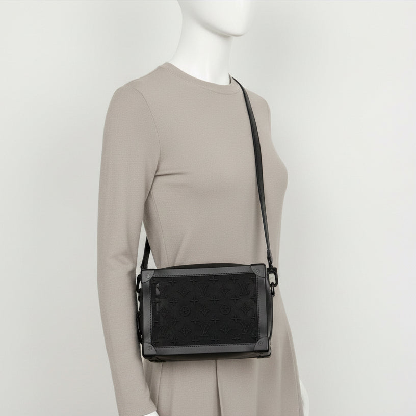 Louis Vuitton Soft Trunk Bag Black Monogram Embroidered Mesh Leather Trim2019 C5