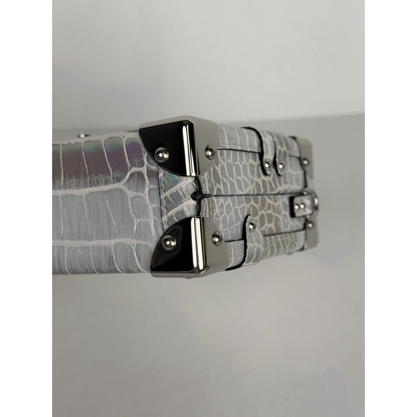 Louis Vuitton PM Bag Iridescent Silver Alligator Leather Microchipped E1