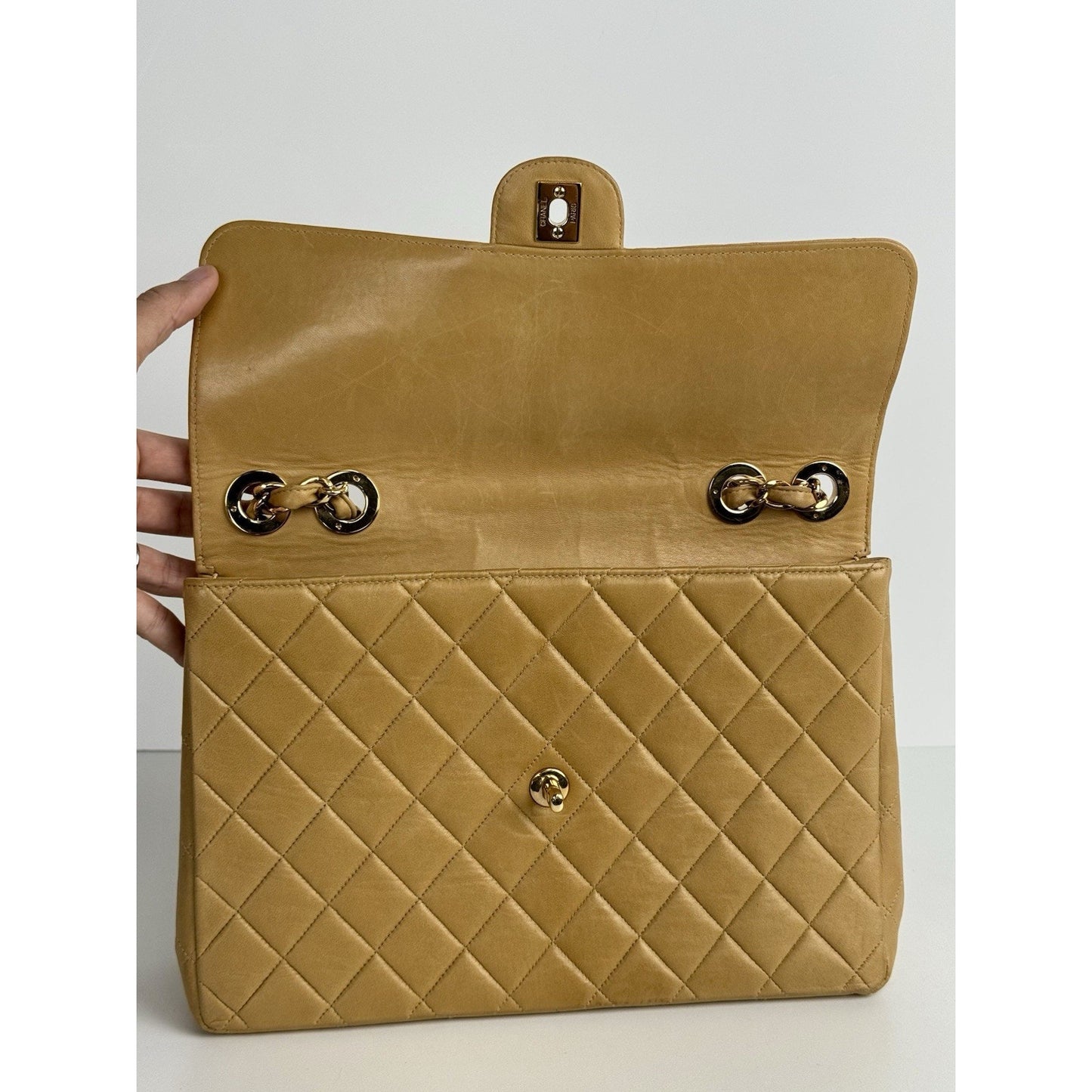 Chanel Classic Flap Bag in Caramel Quilted Lambskin Leather (2002-2003) D-8