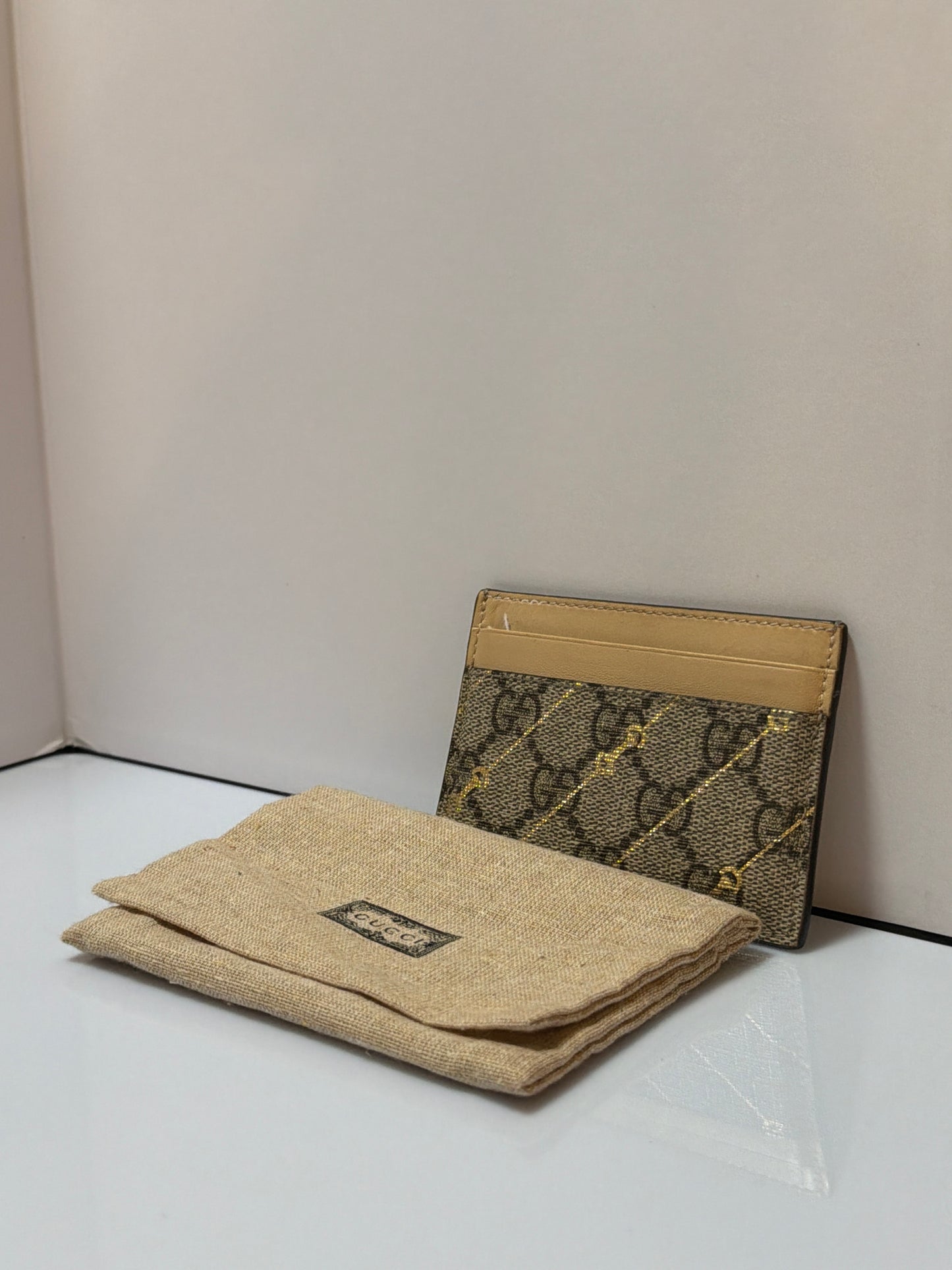 Gucci GG Supreme Card Holder Metallic & Neutrals