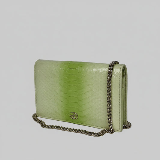 Gucci GG Marmont Python Wallet On Chain in Gradient Green D-4