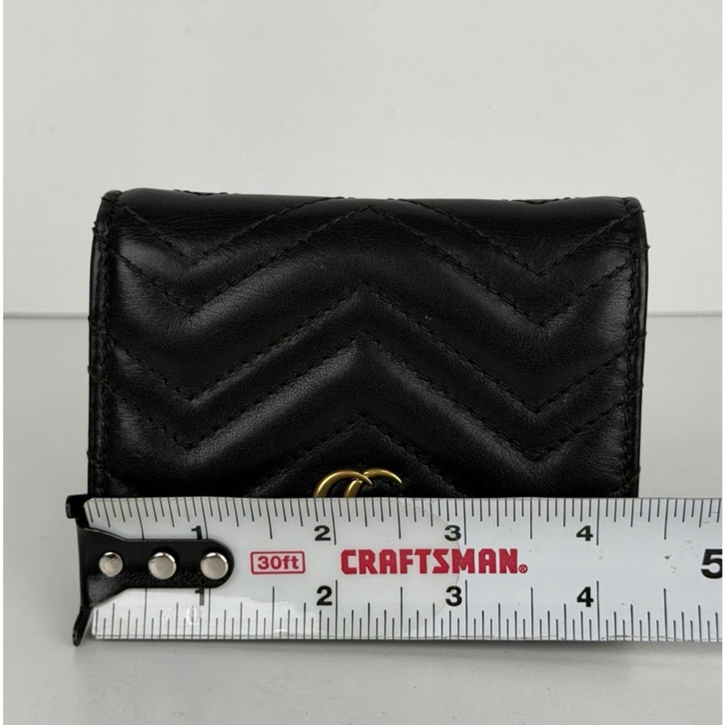 Gucci GG Marmont Matelasse Leather Card Case Wallet in Black K-3