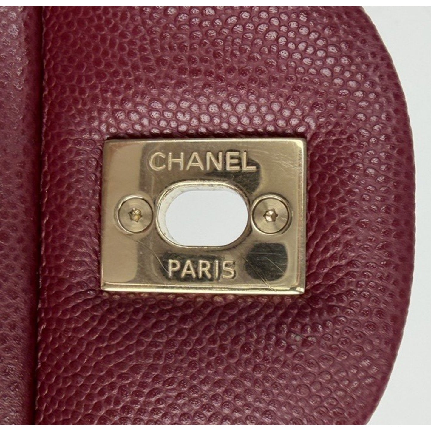 Chanel Classic Double Flap Jumbo Shoulder Bag in Burgundy Caviar Leather NFC E-5