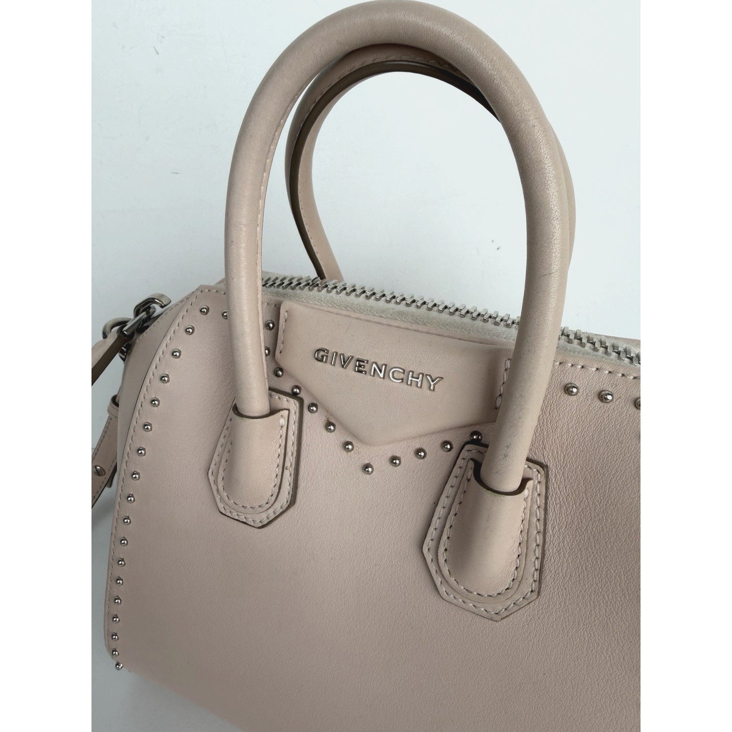 Givenchy Mini Studded Antigona Bag in Nude Pink Color Calfskin Leather S-06
