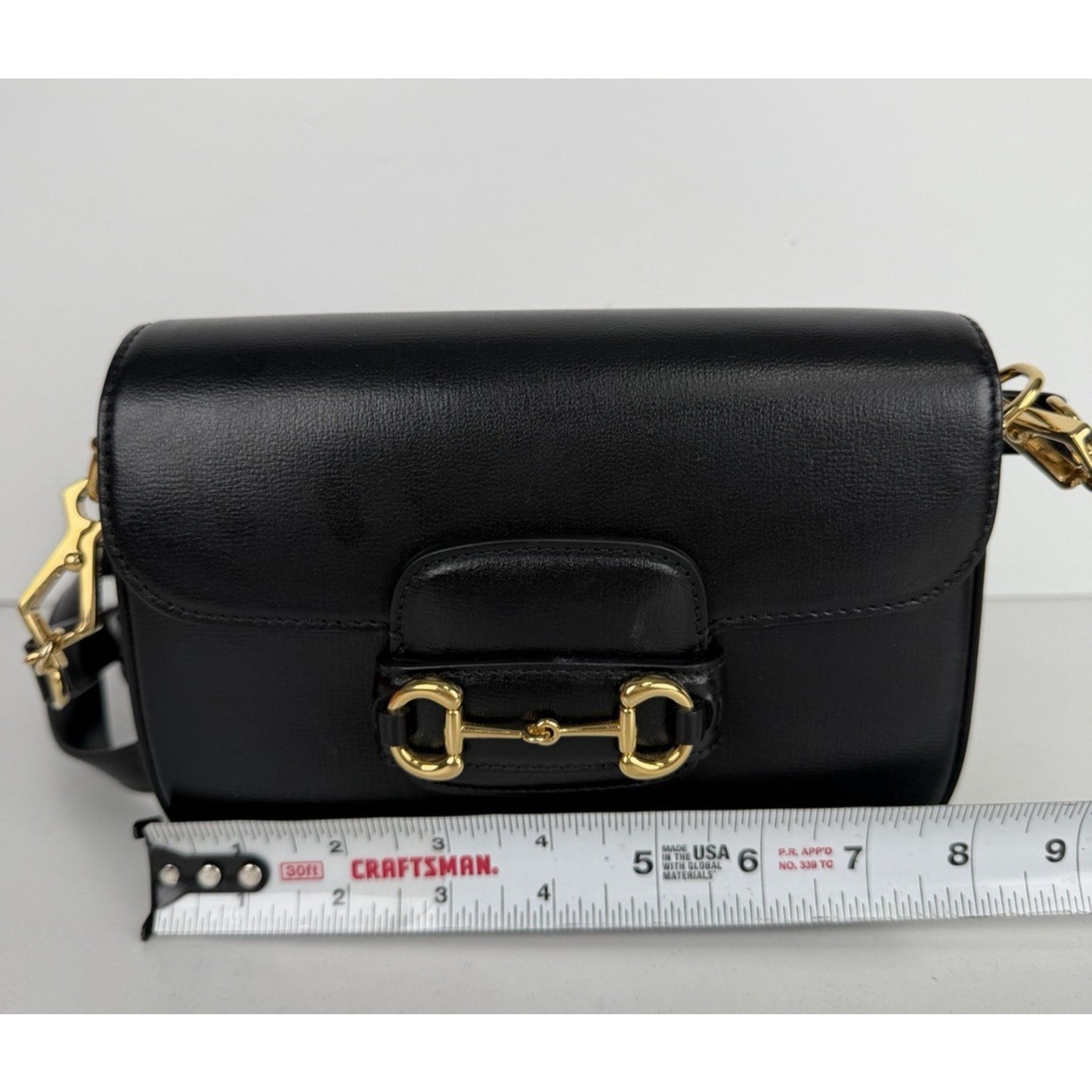 Gucci Horsebit 1955 Shoulder Bag in Black Leather Gold HW E-8