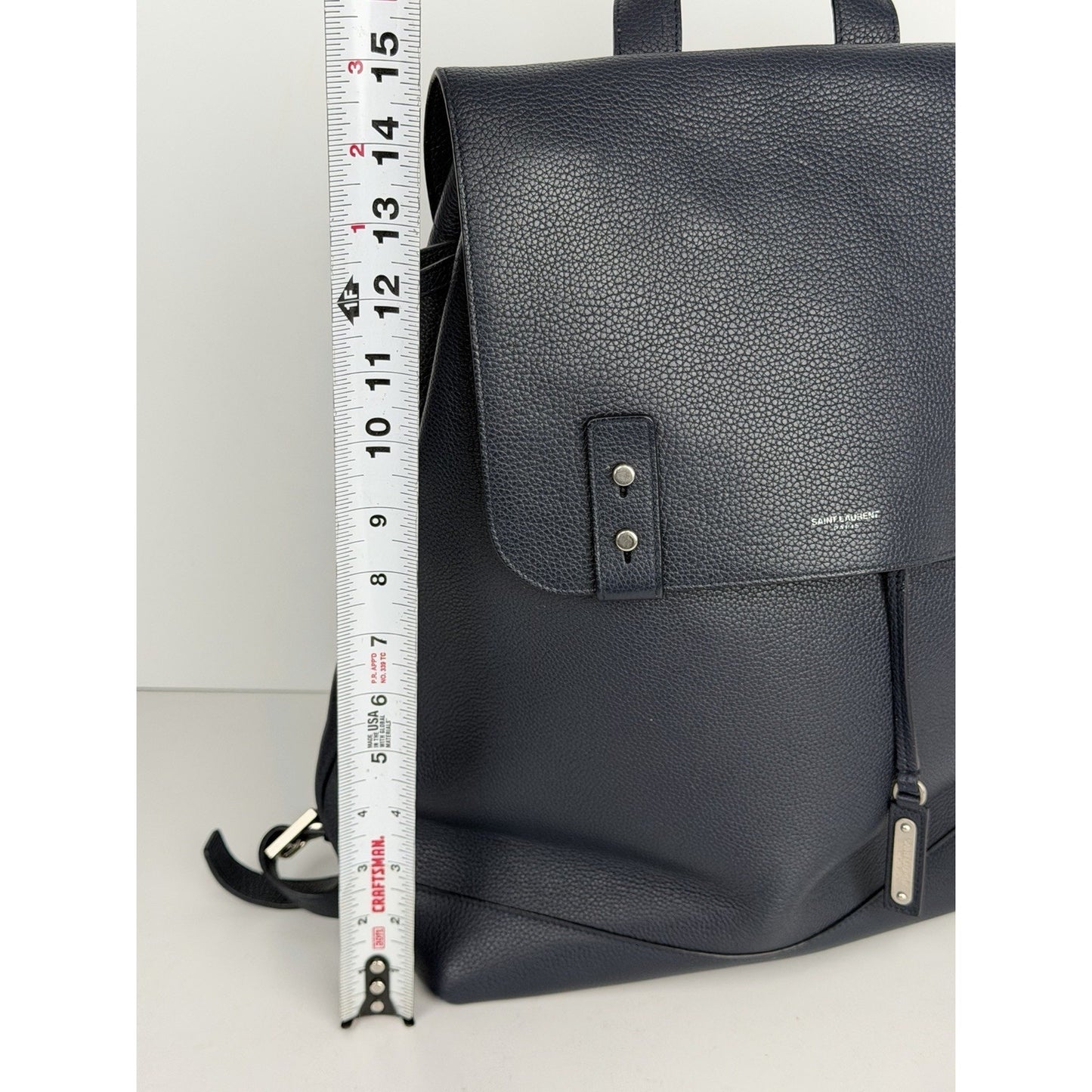 Saint Laurent Backpack Sac de Jour Grained Navy Calfskin Leather