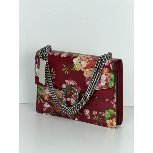 Gucci Dionysus Medium Shoulder Bag Blooms Print in Red Calfskin Leather S16