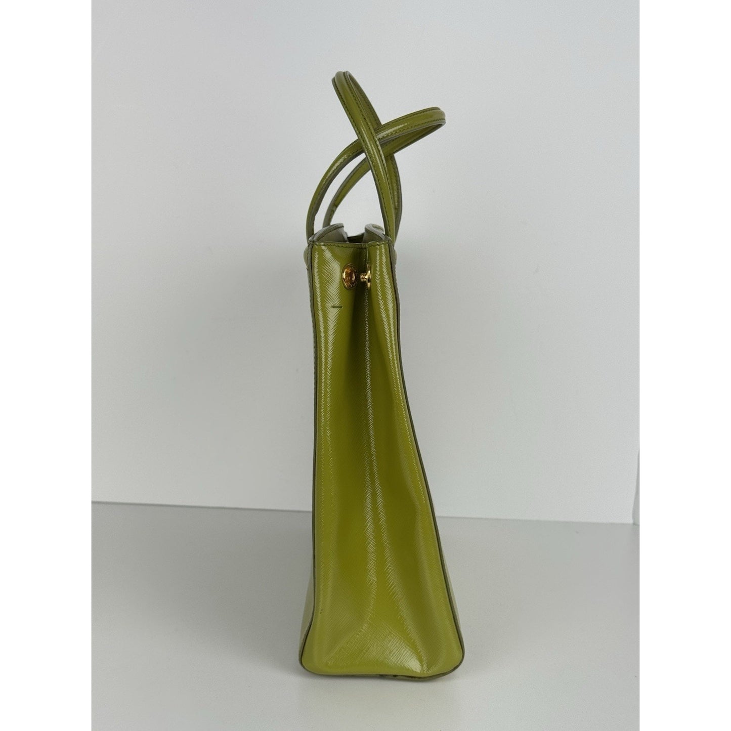 Prada Saffiano Leather Tote Bag Green with Gold Hardware D-1