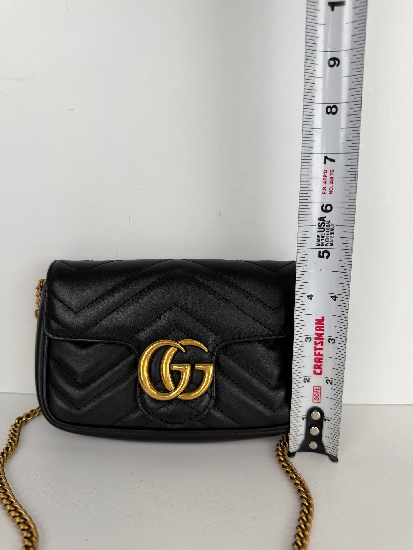 Gucci GG Marmont Matelasse Mini Bag in Black Quilted Leather S-19