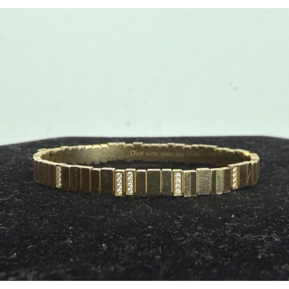 Christian Dior GEM Bangle Bracelet in 18k Gold with Diamonds Size 15.5