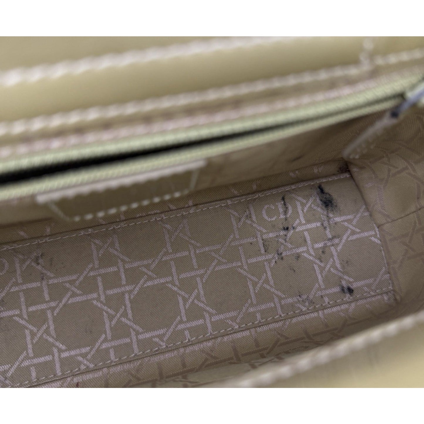 Christian Dior Malice Tote Bag Small Vintage Olive Green Patent Leather 2000 S