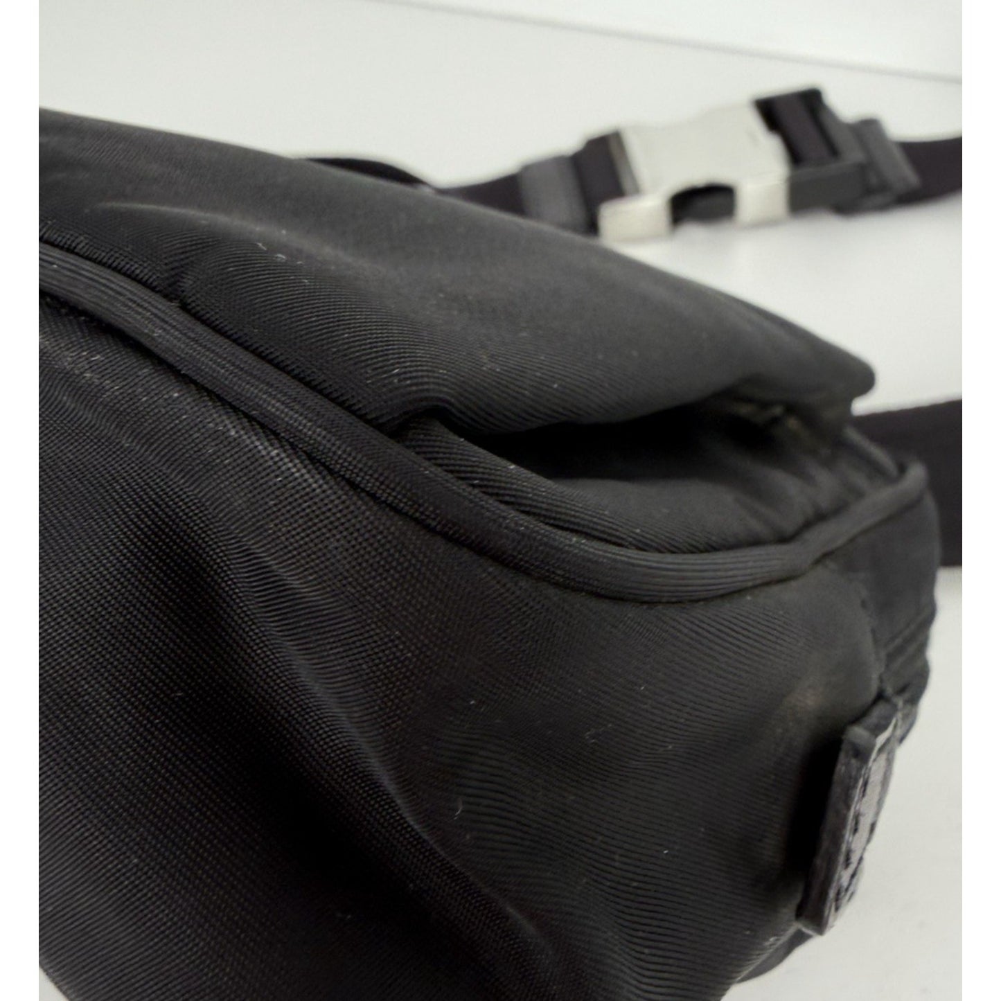 Prada Tessuto Nylon Belt Bag in Black with a Front Zippered Pocket S07