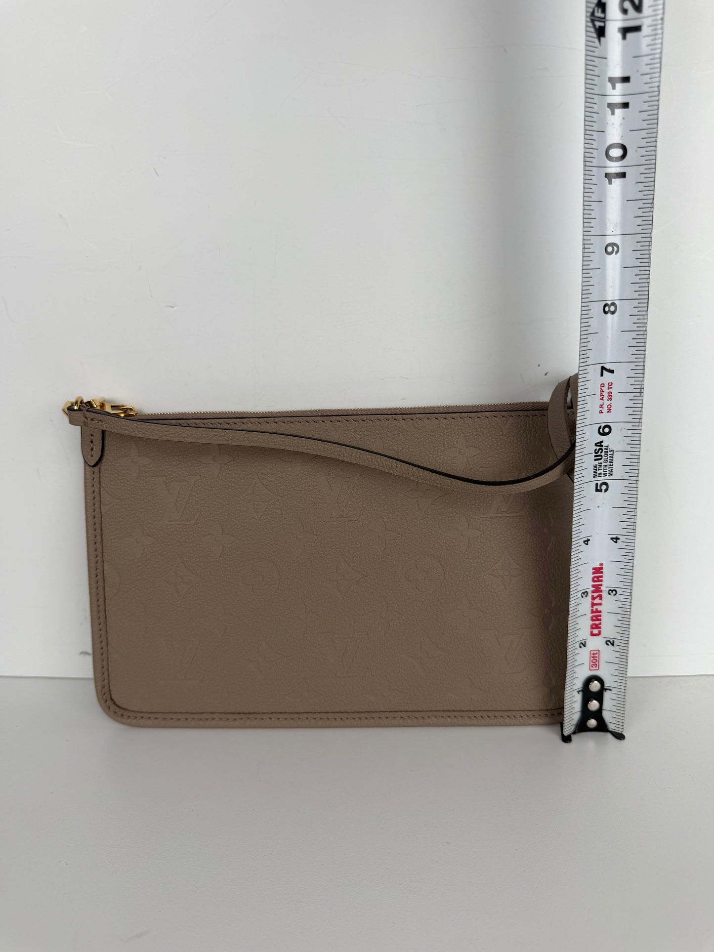 Louis Vuitton Melanie Pochette Bag in Tourterelle Empreinte Leather S-10