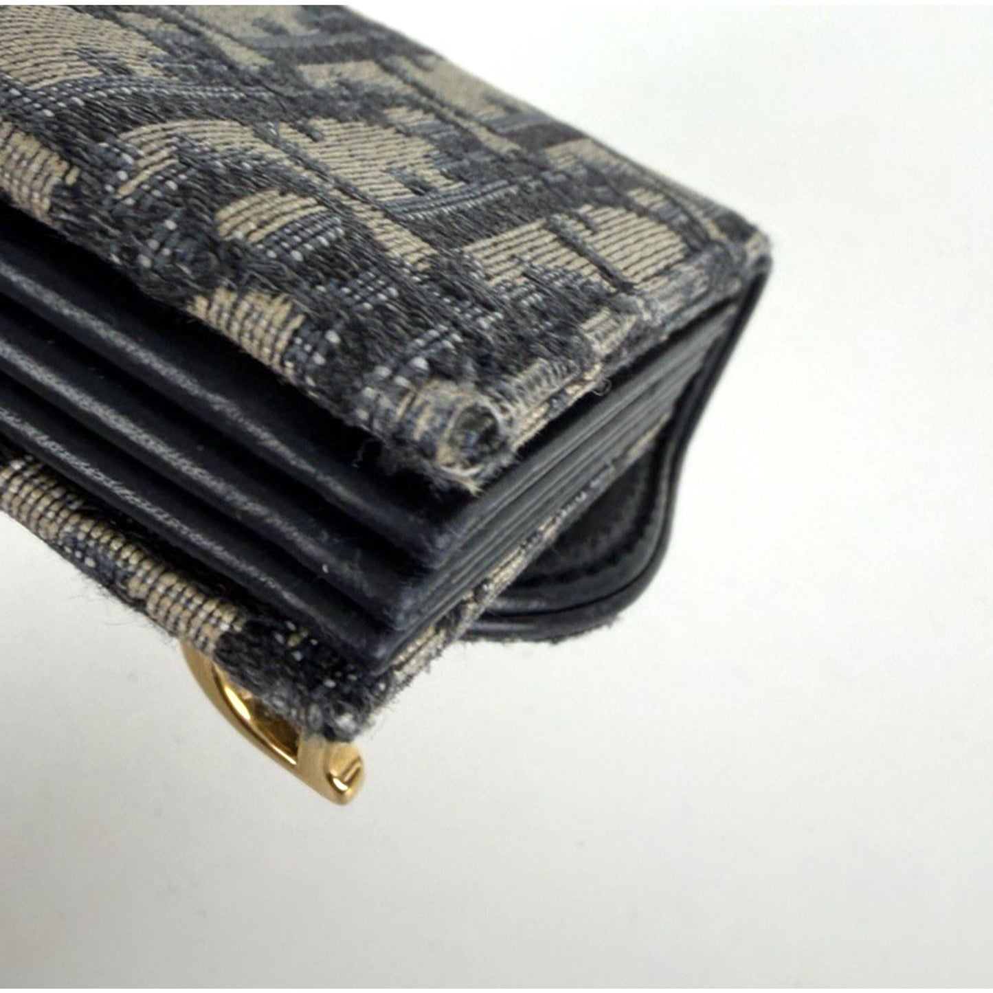 Christian Dior Saddle Lotus Card Holder Wallet in Blue Oblique Jacquard K-3
