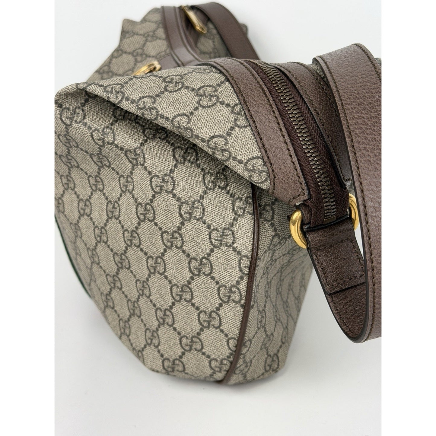 Gucci Ophidia GG Supreme Large Half Moon Hobo Bag Beige Coated Canvas S