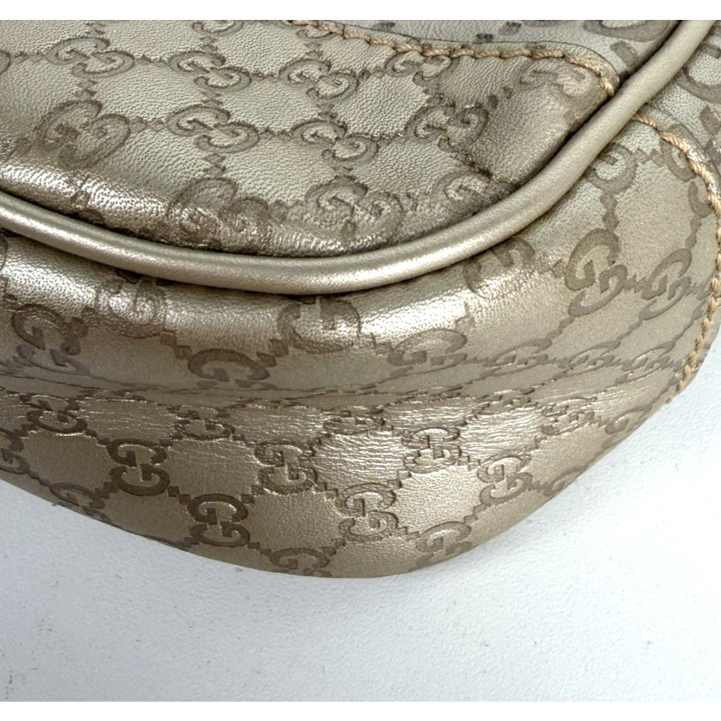Gucci Bree Disco Mini Crossbody Bag in Gold Embossed Guccissima Leather S-10