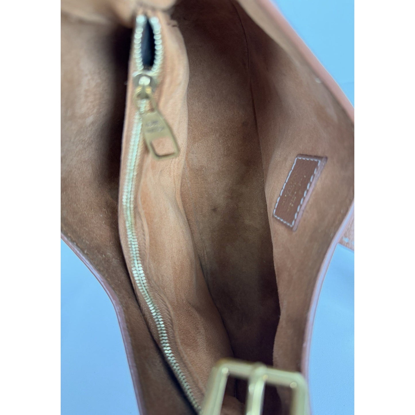 Louis Vuitton Grained Calfskin Low Key Shoulder Bag in Cognac Brown Leather