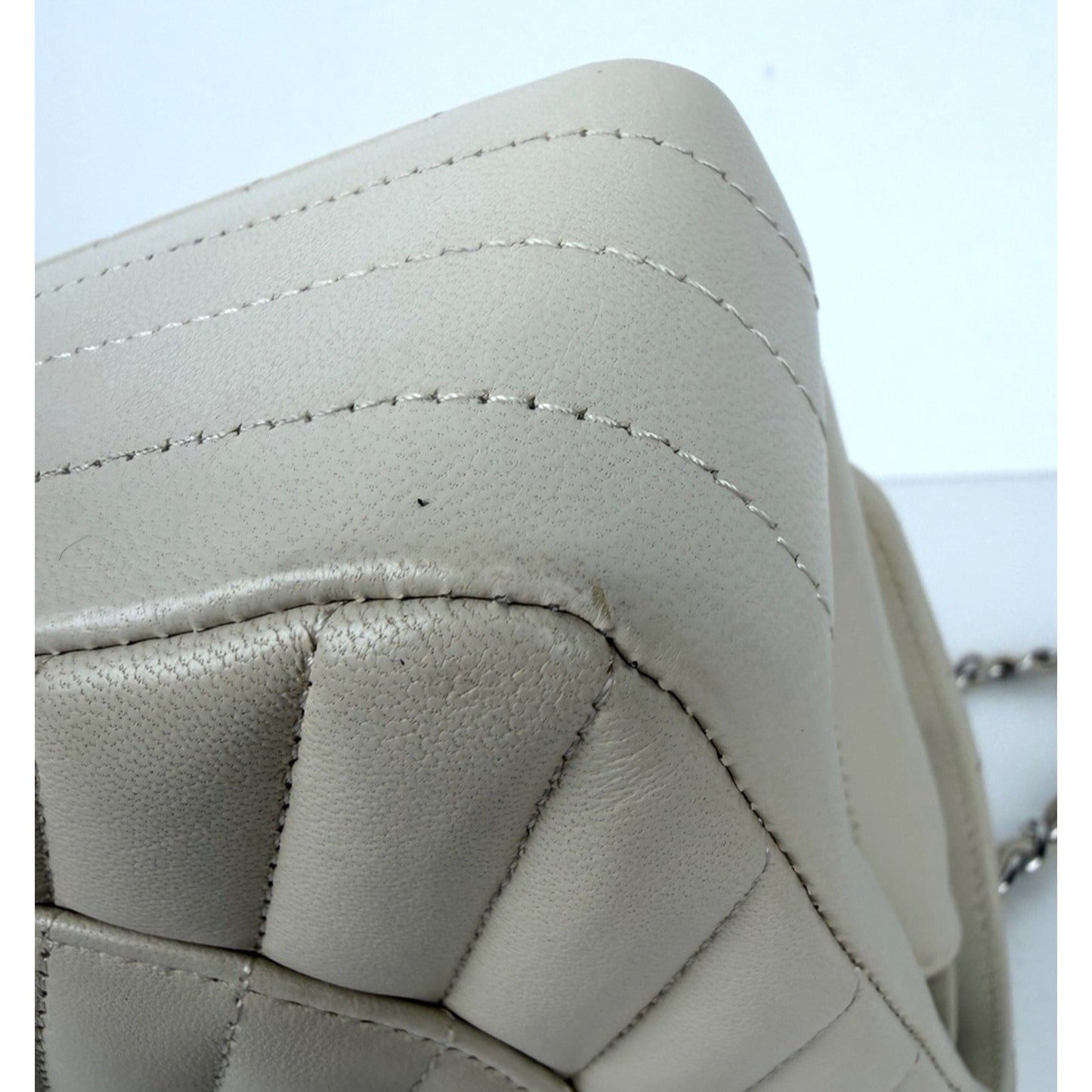 Chanel Small Classic Double Flap Shoulder Bag in Chevron Ivory Leather 2021 U2