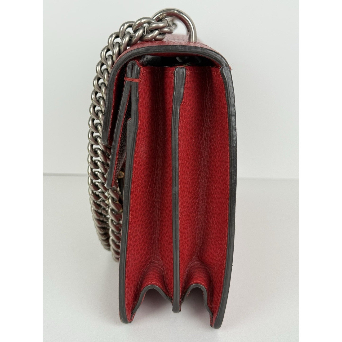 Gucci Dionysus Small Chain Strap Women's Shoulder Bag in Red Leather