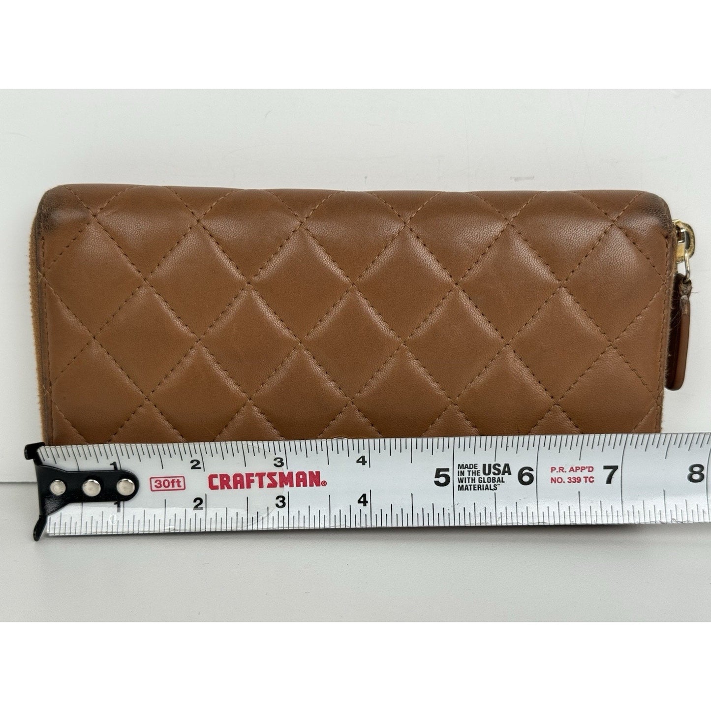 Chanel Timeless Quilted Leather Zip Around Wallet Brown with Gold Hardware