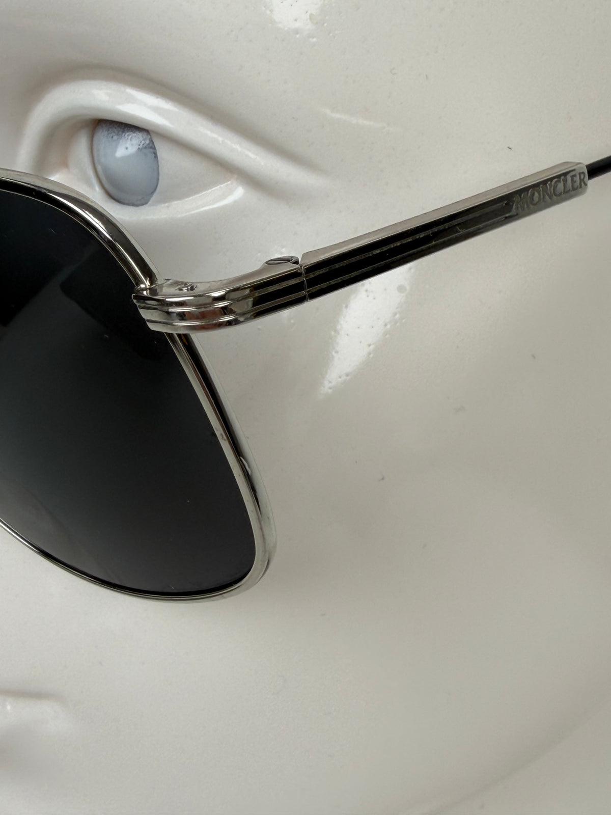 Moncler Vitessa Pilot Sunglasses in Silver Metal Frame with Dark Blue Lenses YK-2