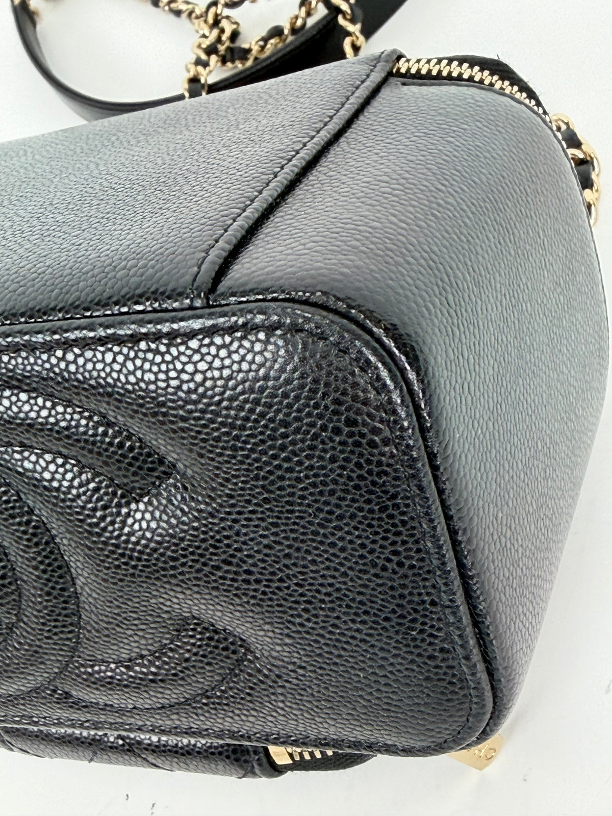 Chanel Pocket Vanity Case Top Handle Bag in Black Quilted Caviar Leather NFC YC-4