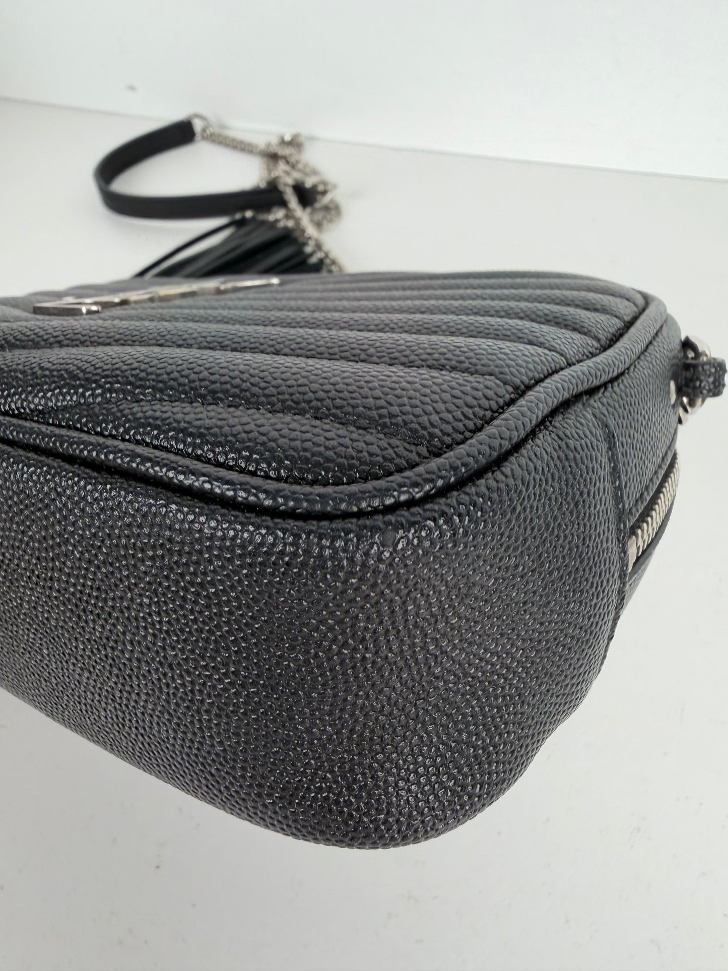 Saint Laurent Lou Camera Bag Mini in Black Quilted Grain De Poudre Leather YS-10