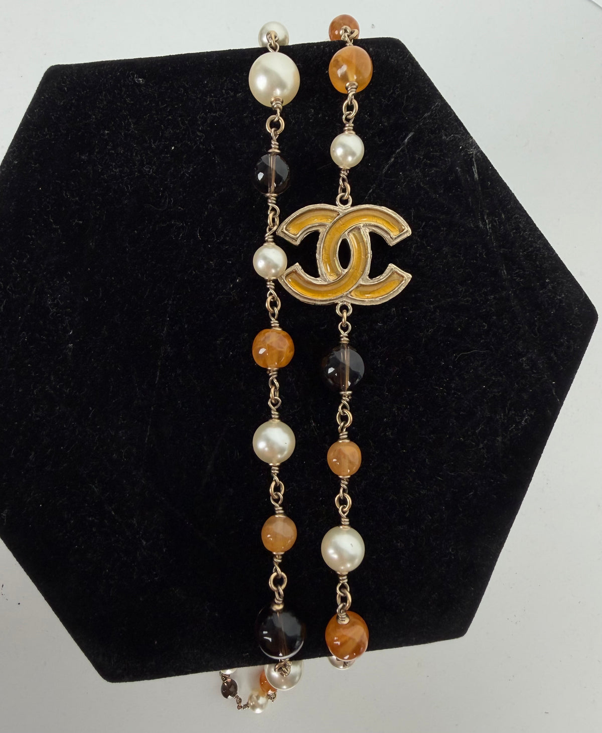 Chanel Long Beaded and Faux Pearl Station Necklace K-1